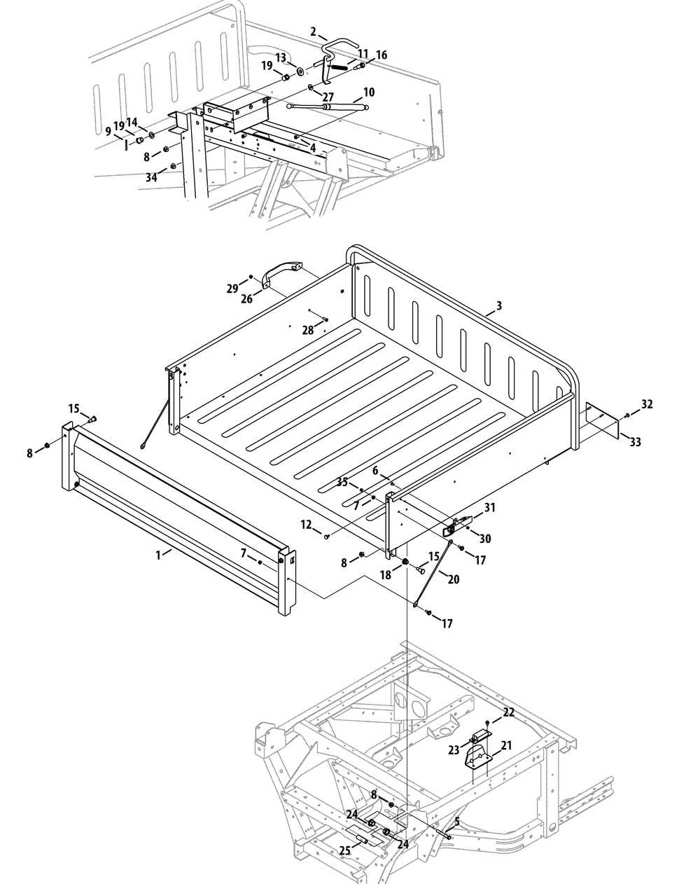 Cargo Bed Diagram and Parts List for 46G 4X4-EFI-1G202Z-1G313Z-37BMD710 Cub Cadet Lawn Tractor Accessories